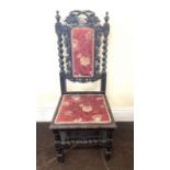 Antique oak carved barley twist hall chair