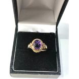 9ct gold cabochon amethyst ring weight 3g