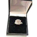 Antique 9ct white gold diamond ring set with 4 rows of diamonds est .60pt weight 3g xrt as 9ct gold