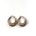 Large 9ct gold hoop earrings weight 3.5g
