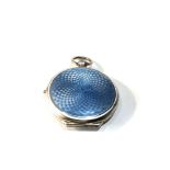 Antique silver and enamel pocket watch style compact enamel both sides measures approx 4cm dia not