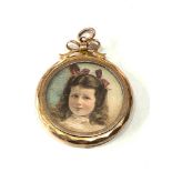 Antique 9ct gold picture locket measures approx 4.2cm drop by 3.2cm wide weight 7.2g