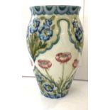 Antique Moorcroft Macintyre poppies and forget me not vase, base signed W Moorcroft, overall good