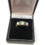 18ct gold antique diamond & opal gypsy ring weight 4.1g