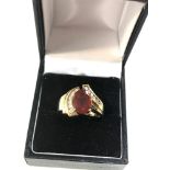 18ct gold fire opal diamond ring weight 8.6g