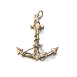 9ct gold anchor & rope large pendant measures approx 3.6cm drop by 3cm wide weight 2.3g