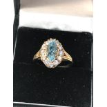 9ct gold marquise paste stone set halo ring weight 3g