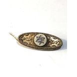 15ct gold diamond antique brooch measures approx 4.3cm by 1.6cm weight 7.6g