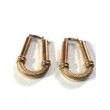 9ct gold oblong hoop earrings measures approx 2.4cm drop weight 2.7g