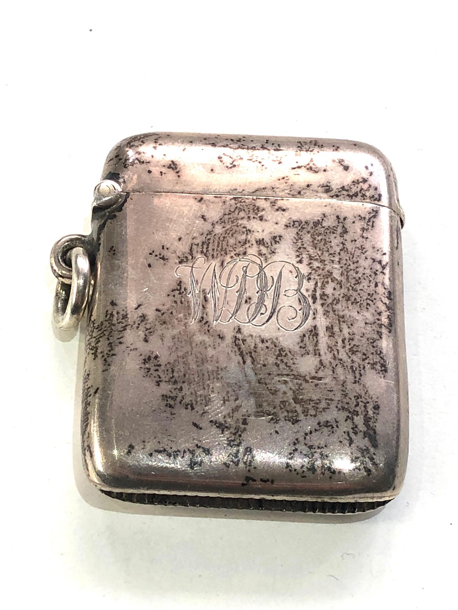 Hallmarked silver vesta case Birmingham silver hallmarks engraved on front - Image 2 of 7