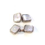 Antique 9ct gold mother of pearl & seed pearl cufflinks weight 5.1g