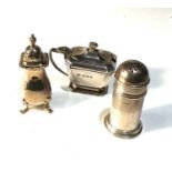 Silver cruet item includes mustard salt and pepper pots