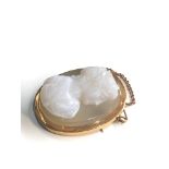 18ct gold hard stone high relief cameo brooch measures approx 3.9cm by 3.1cm wight 19.3g not