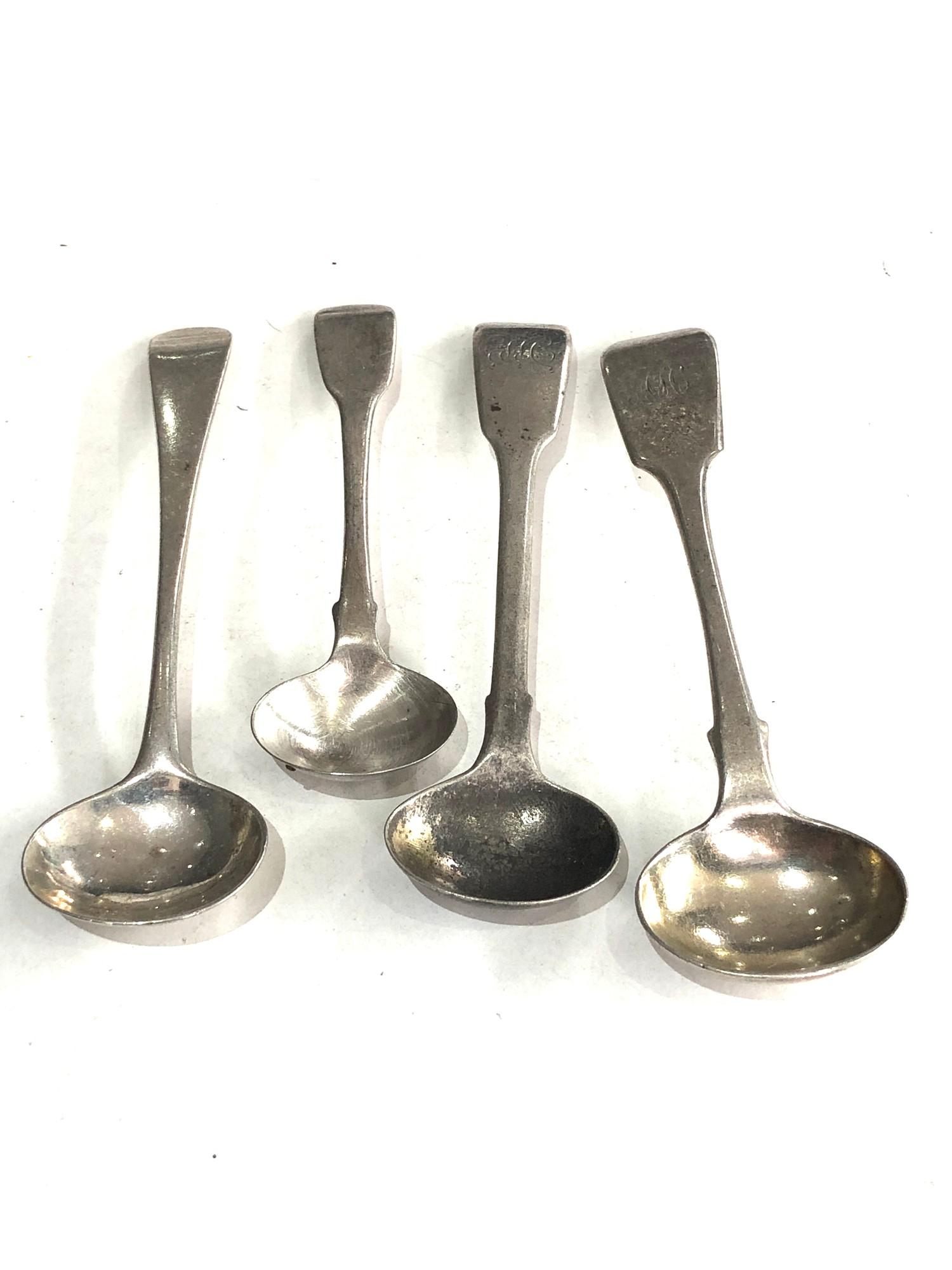 Selection of 4 antique silver mustard spoons weight 42g - Image 2 of 3