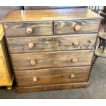 Vintage 2 over 3 pine chest with key, approximate measurements: H: 39 inches, D: 18 inches, Width 39