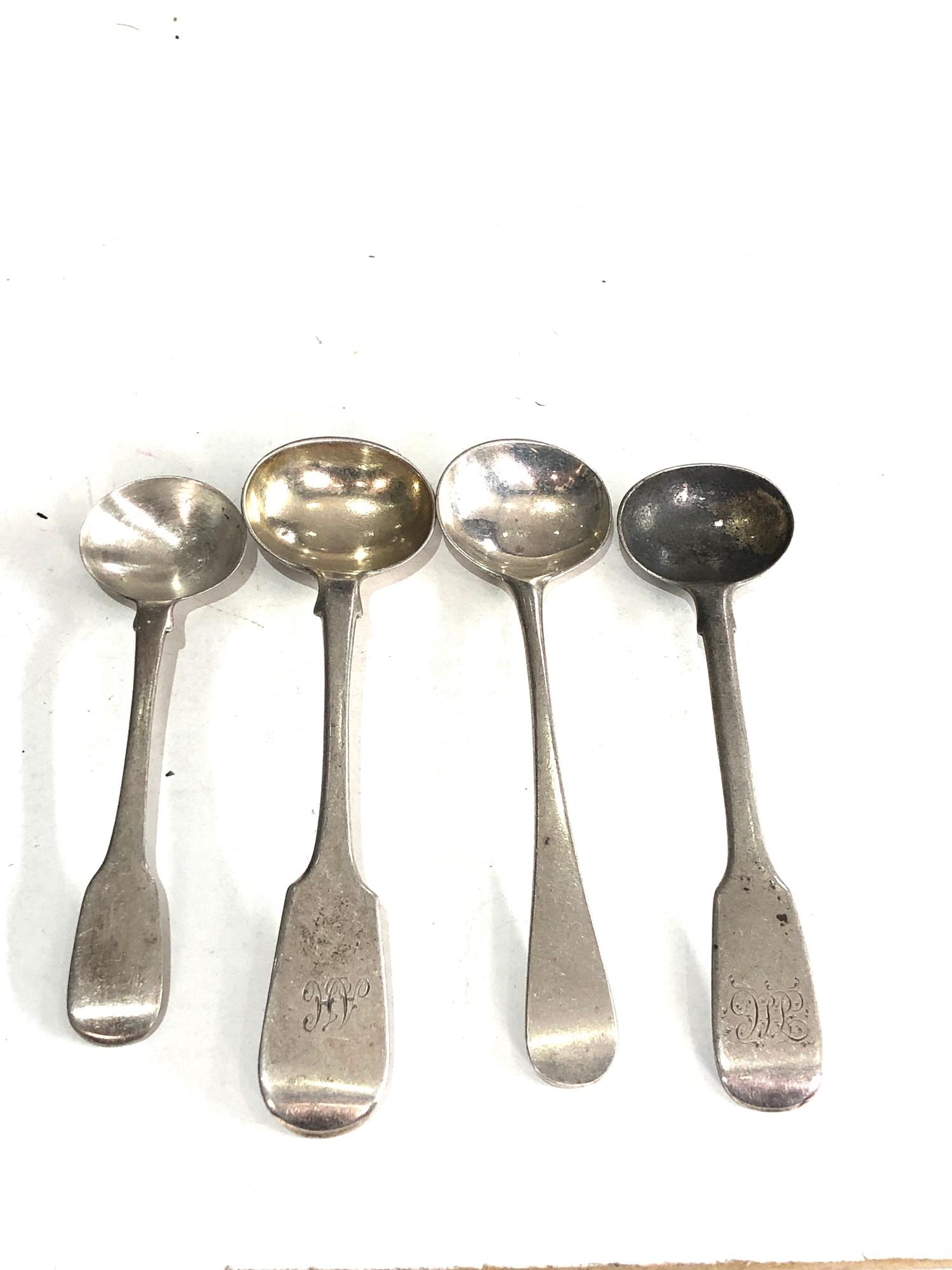 Selection of 4 antique silver mustard spoons weight 42g
