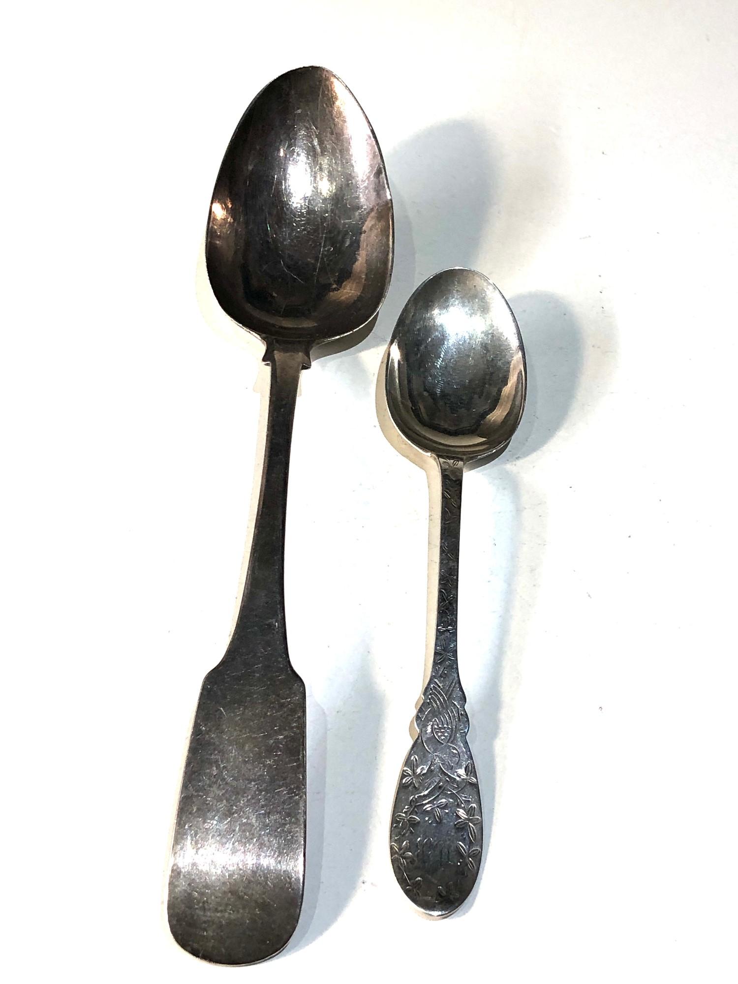 large antique irish silver serving spoon and 1 other total weight 89g