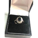 18ct gold diamond & sapphire halo ring weight 3.2g