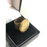 14ct gold large lattice band ring weight 6.5g