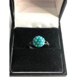 9ct gold antique turquoise domed ring weigt 1.7g xrt tested as 9ct gold