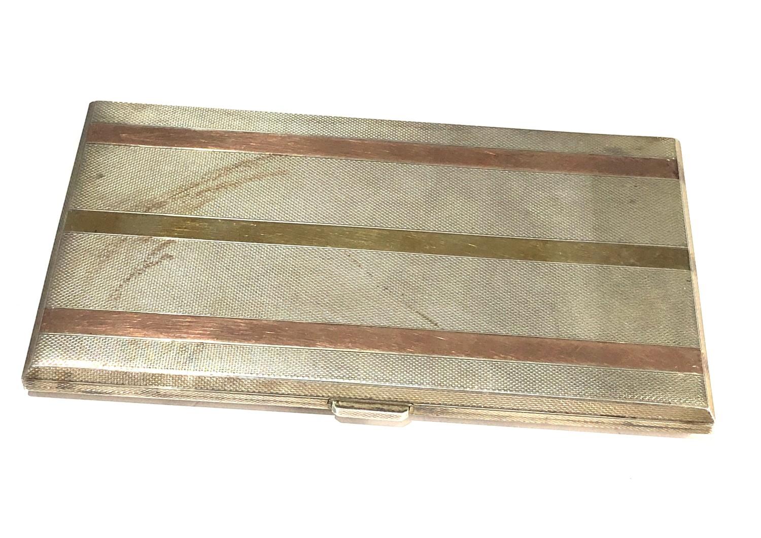 Engine turned silver and gold striped cigarette case weight 180g - Image 2 of 6