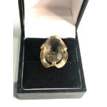 9ct gold modernist smoky quartz cocktail ring weight 5.7g