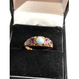 15ct gold victorian opal & garnet ring - missing stone weight 1.5g