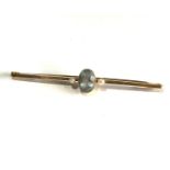 15ct gold aquamarine pearl bar brooch weight 2.9g