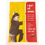 English poster advertising I don't tell anyone, careless talk costs lives printed for H M Stationery