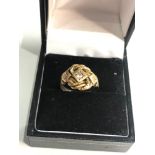 18ct gold antique diamond set twisted rope ring weight 3.7g