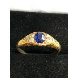 Fine antique 18ct gold diamond & sapphire ring weight 2.3g