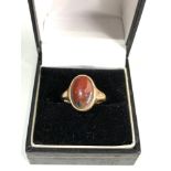 9ct gold moss agate cabochon signet ring weight3.5g