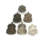 6 hallmarked silver A.R.P badges