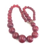 Cherry amber / bakelite type bead necklace no internal streaking weight 118g