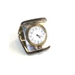 Antique silver travel clock / watch , case measures approx 7cm by 5.7cm birmingham silver