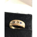 15ct gold antique sapphire & seed pearl ring, missing stone weight 2.7g