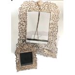 2 solid indian silver picture frames hallmarked 925 largest measures approx 27cm by 18cm weight 300g