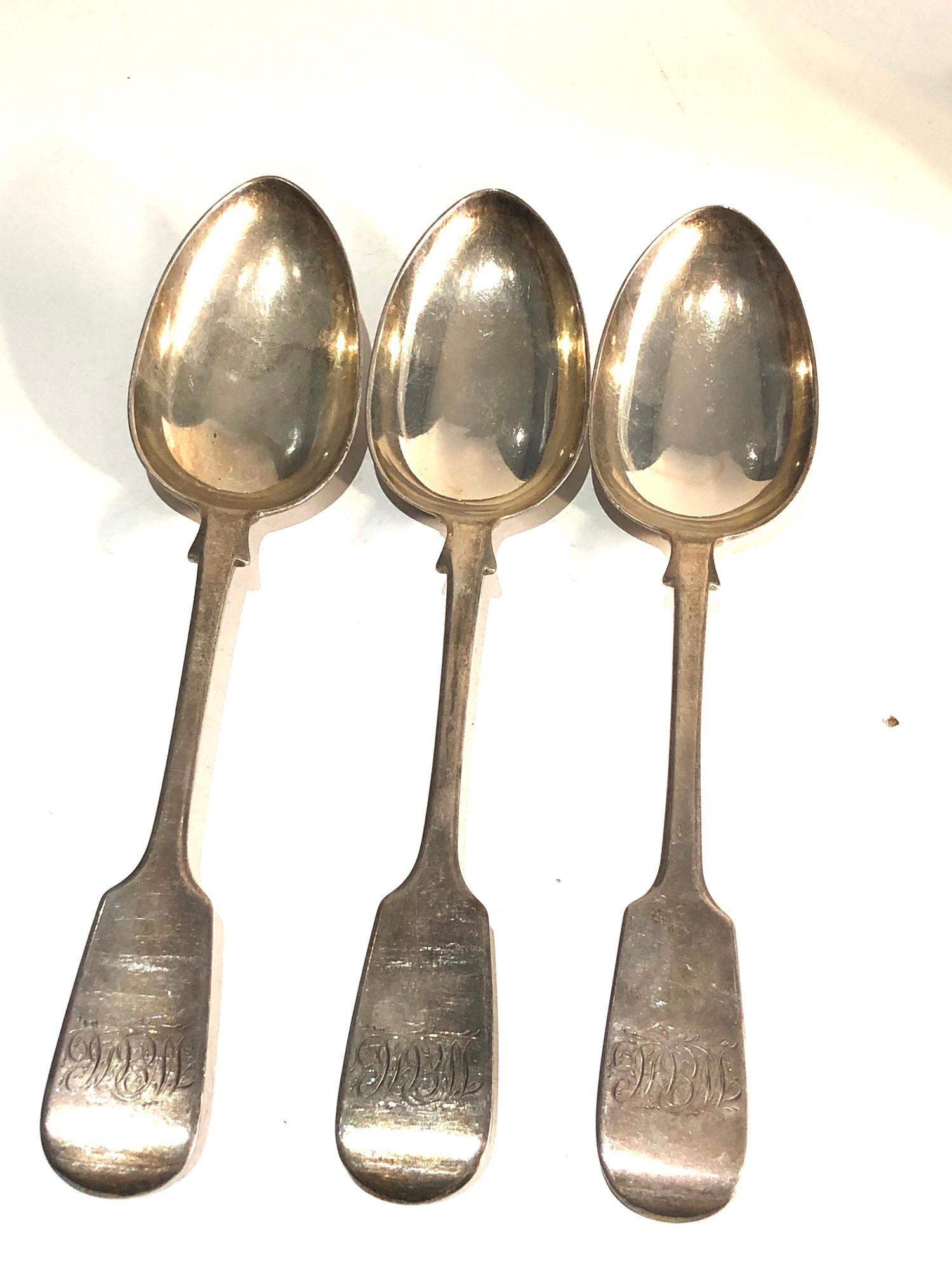 3 large Victorian silver serving spoons weight 240g