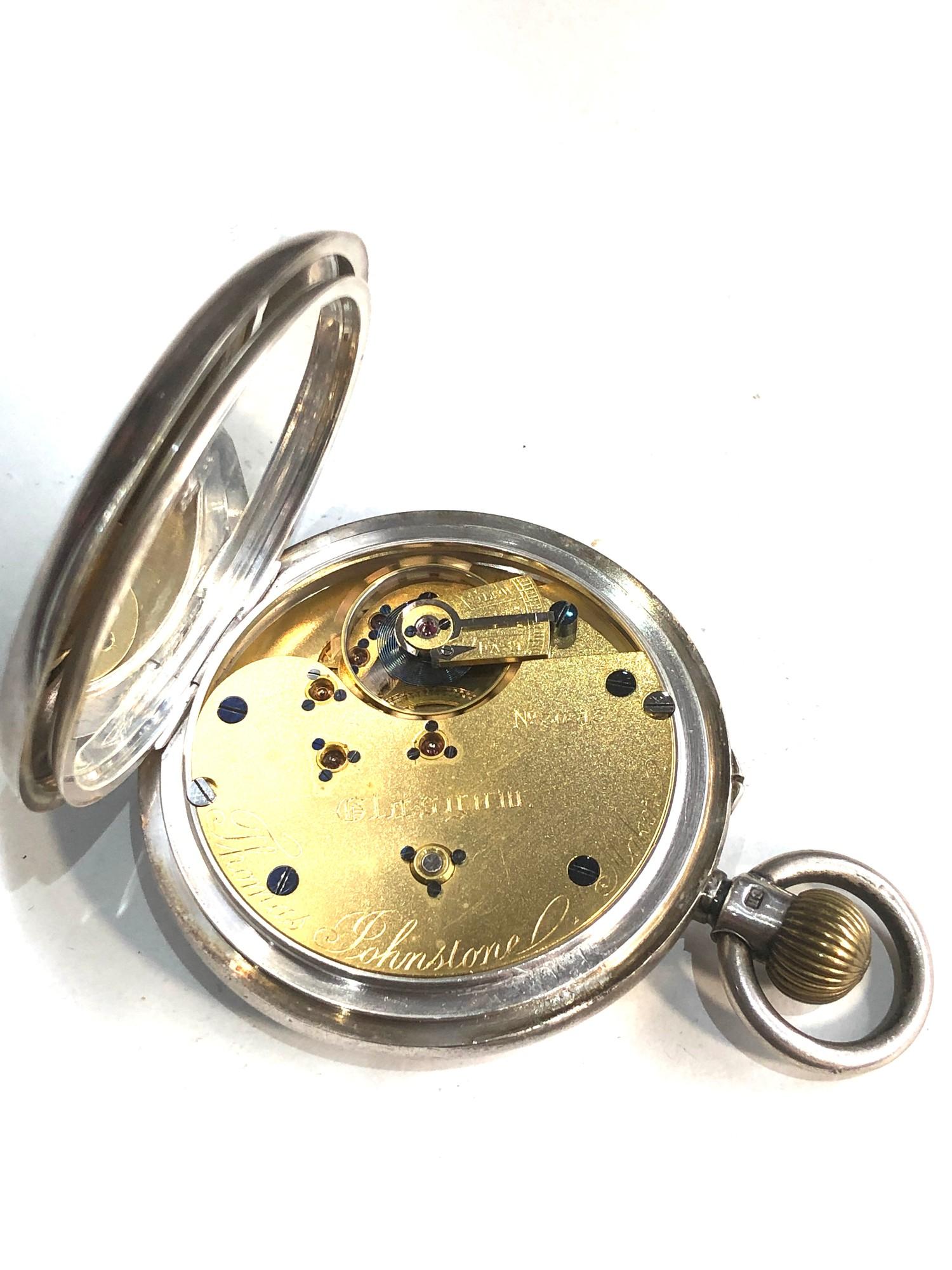 Antique silver open face pocket thomas johnstone glasgow the watch is ticking but no warranty - Image 4 of 5