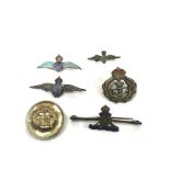 6 silver military sweetheart brooches