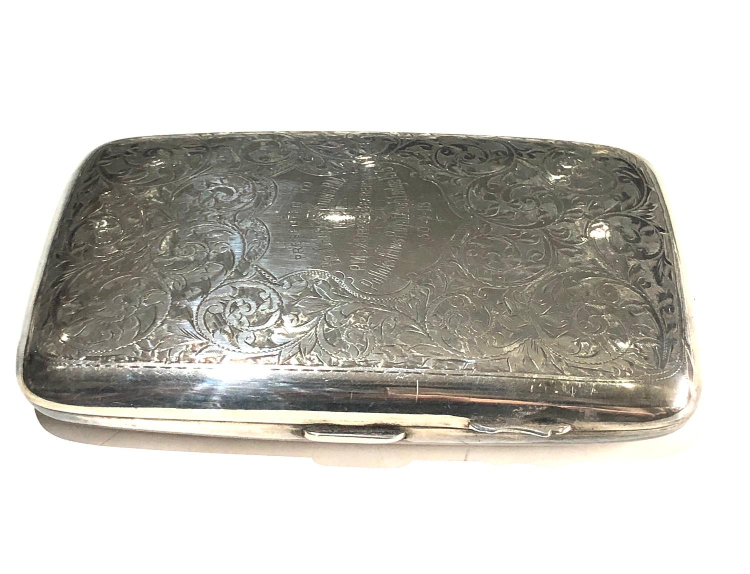 Antique silver cigarette / cigar case weight 180g - Image 2 of 5