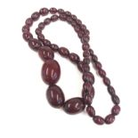 Cherry amber / bakelite type bead necklace no internal streaking weight 65g