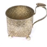 Antique 1877 Russian silver cup lattice work design measures approx height 10cm cup dia 7.5cm full