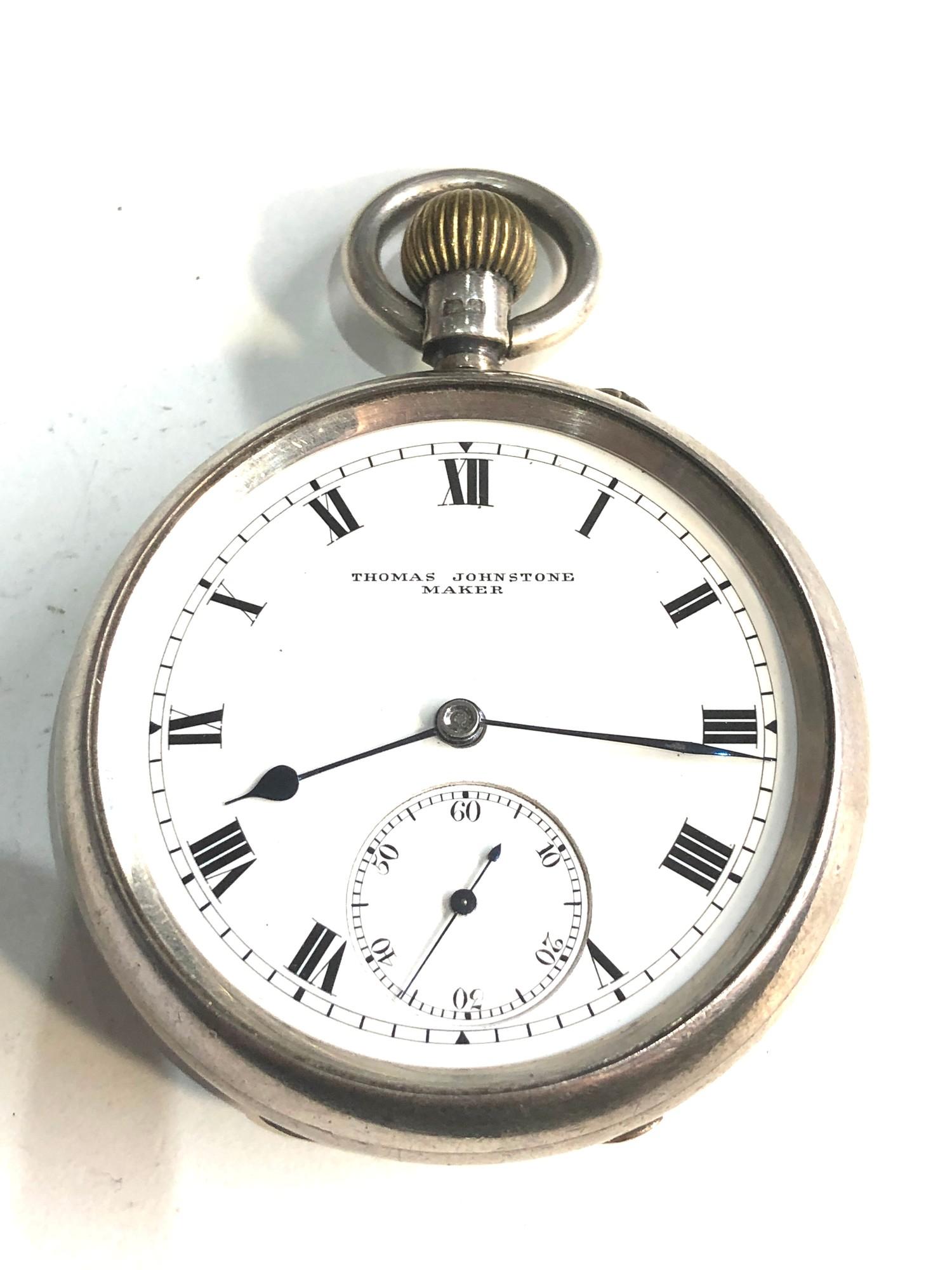 Antique silver open face pocket thomas johnstone glasgow the watch is ticking but no warranty