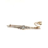 9ct gold antique aquamarine bar brooch weight 3.1g