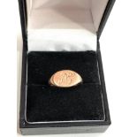 9ct gold antique signet ring engraved initials weight 4.3g