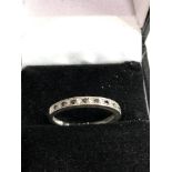 9ct white gold diamond & sapphire half eternity band ring weight 1.5g