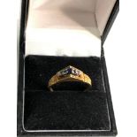 18ct gold diamond sapphire modernist ring weight 3.6g