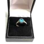 9ct gold blue stone set ring weight 2g