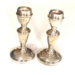 Small pair of silver candlesticks measure approx 12cm tall birmingham silver hallmarks filled bases